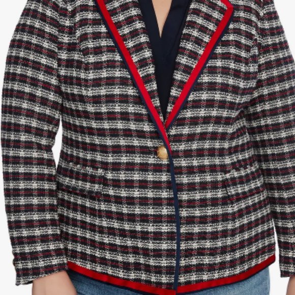 Court & Rowe Plaid Tweed Blazer Jacket in Blue Night size 22W NWT - Picture 1 of 9